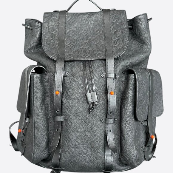 Louis Vuitton Black & Orange Taurillon Leather Monogram Christopher Backpack - Picture 1 of 6